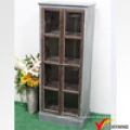 Living Room Vintage Rustic White Wood Glass Display Cabinet